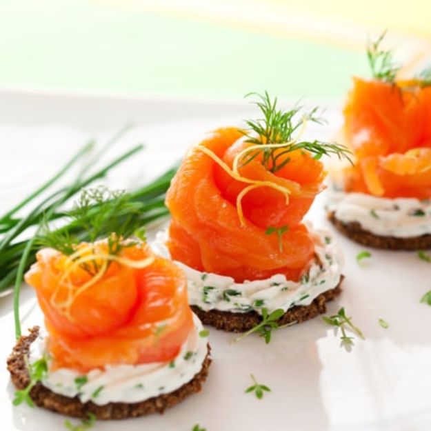 Smoked Salmon Canapés With Cream Cheese.