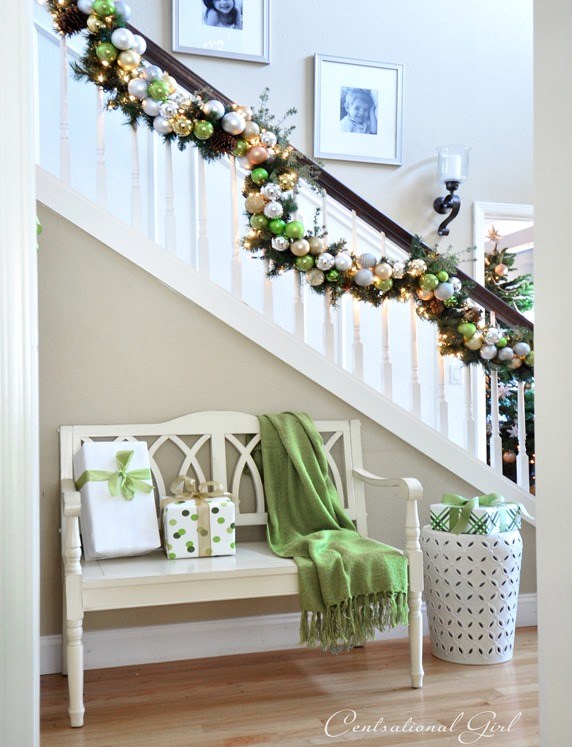 Staircase with Ornaments Garland.