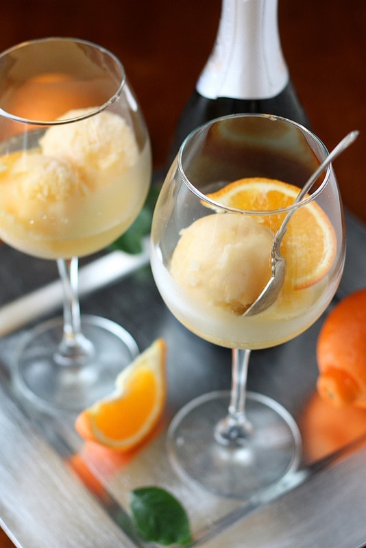 Tangerine Sorbet Champagne Floats by Completely Delicious