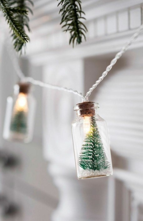 Tiny Christmas Trees in Miniature Bottles.
