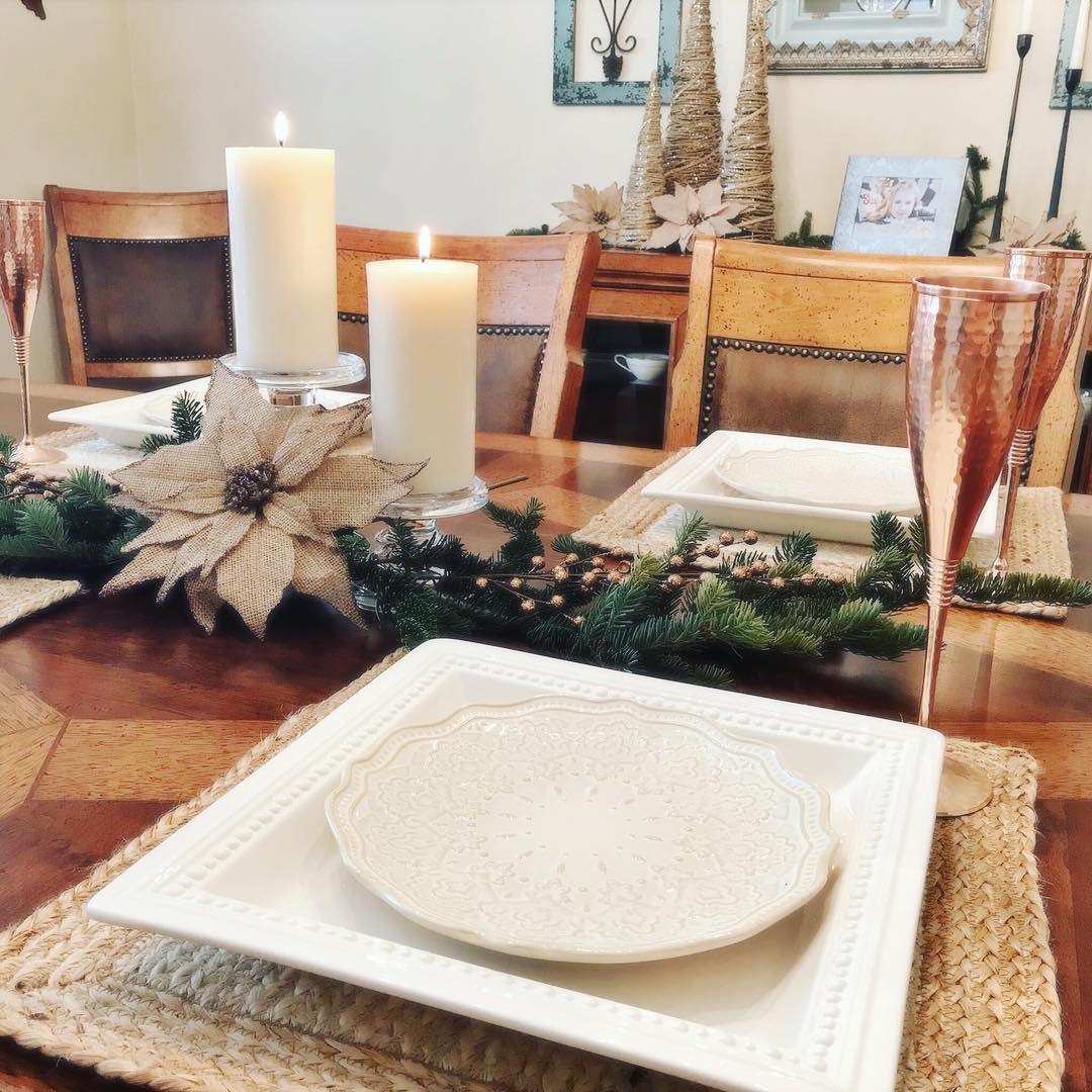 Touches of greenery added to your table this holiday season.
