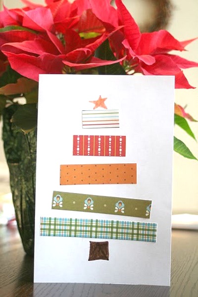 Washi Tape Christmas Tree DIY Card.