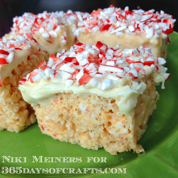 White Chocolate Peppermint Cheesecake Rice Crispie Treats by 365 of Crafts