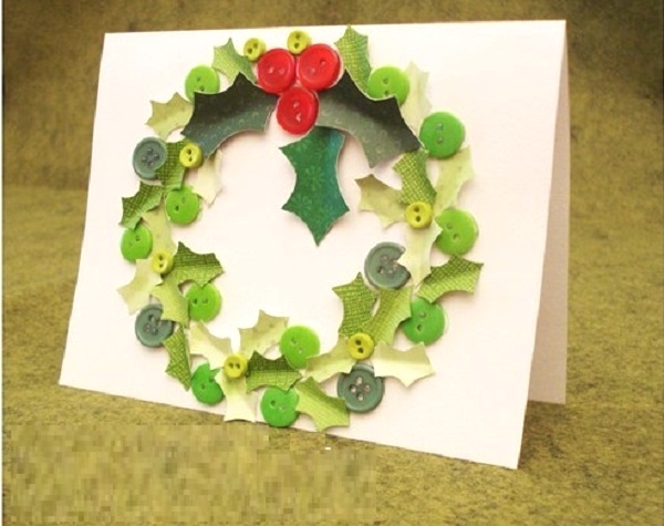 Wreath Handmade Christmas Card.
