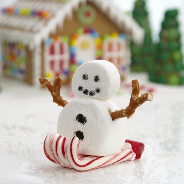A sledding marshmallow snowman!