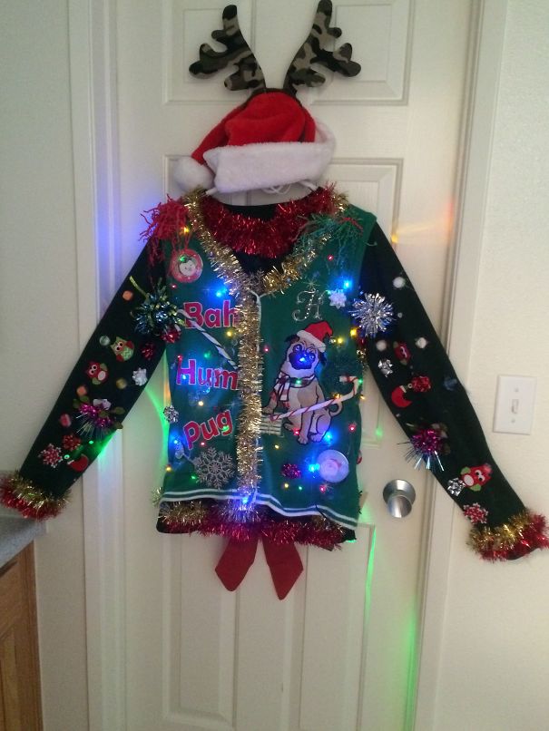 Blinking Lights Ugly Christmas Sweater.