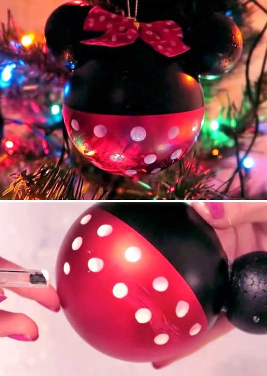 DIY Minnie Mouse Disney Christmas Ornaments.