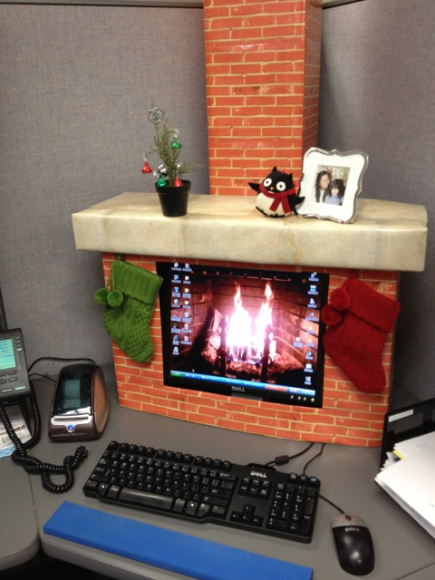 Fireplace monitor on your desk.
