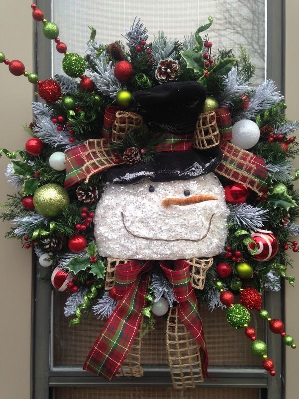 Hand Crafted Snowman Wreath.