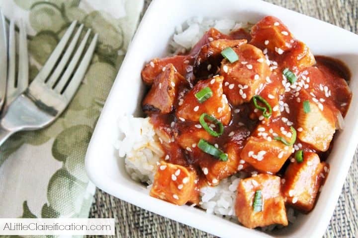 Healthy Crockpot Sesame Chicken from A Little Claireification