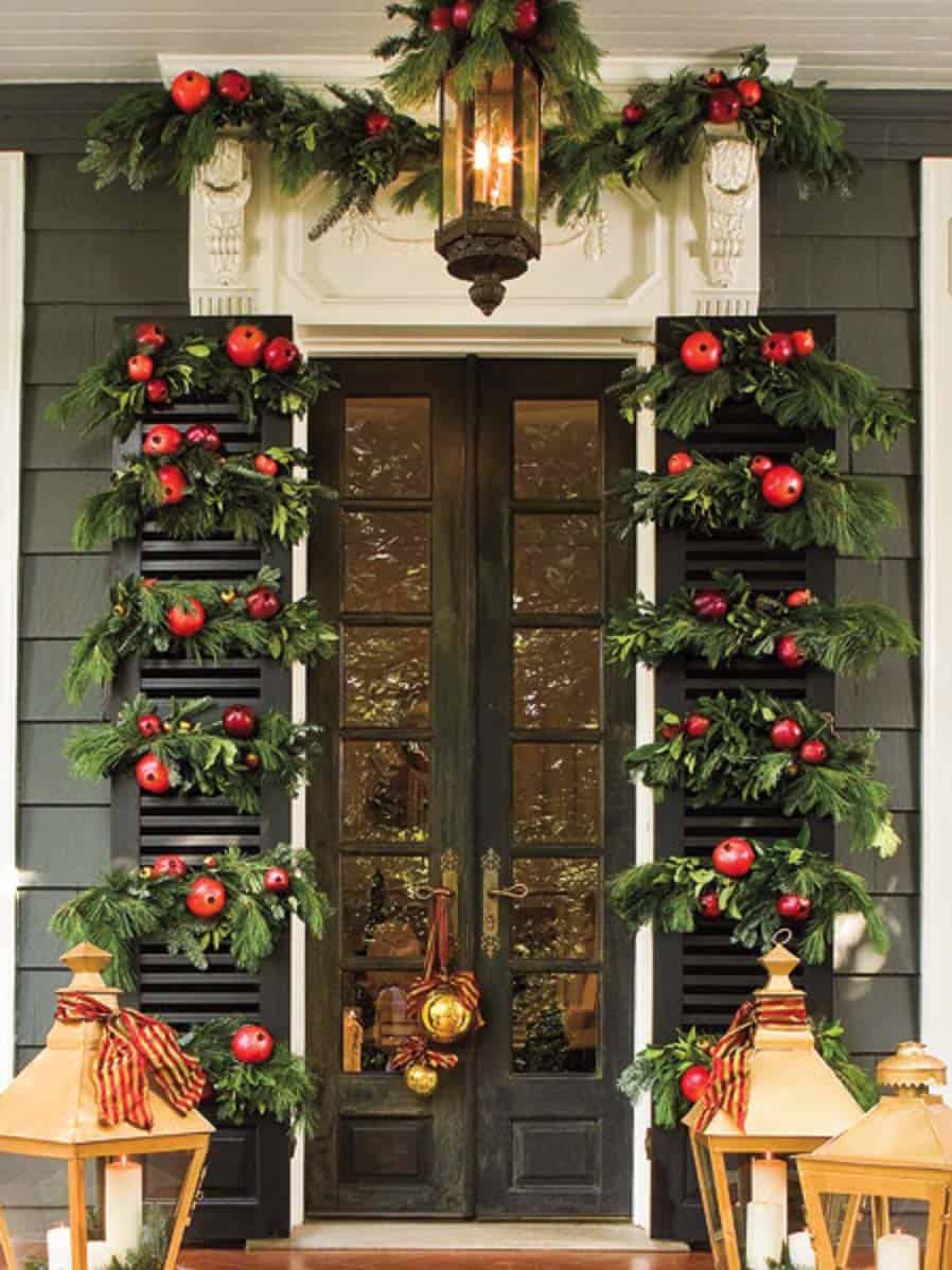 Holiday Decorated Doorway.
