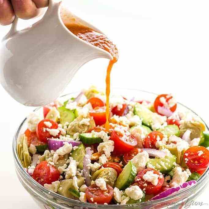 Mediterranean Salad With Sun Dried Tomato Vinaigrette.