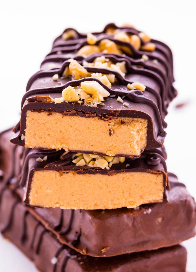 NO-BAKE CHOCOLATE PEANUT BUTTER PROTEIN BARS BY ONE CLEVER CHEF