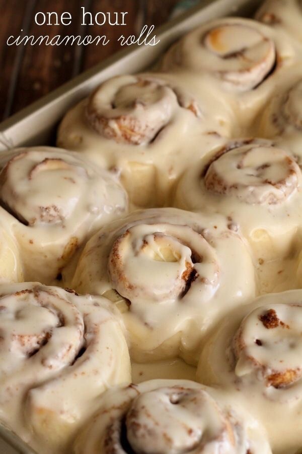 One Hour Cinnamon Rolls with Cream Cheese Frosting.