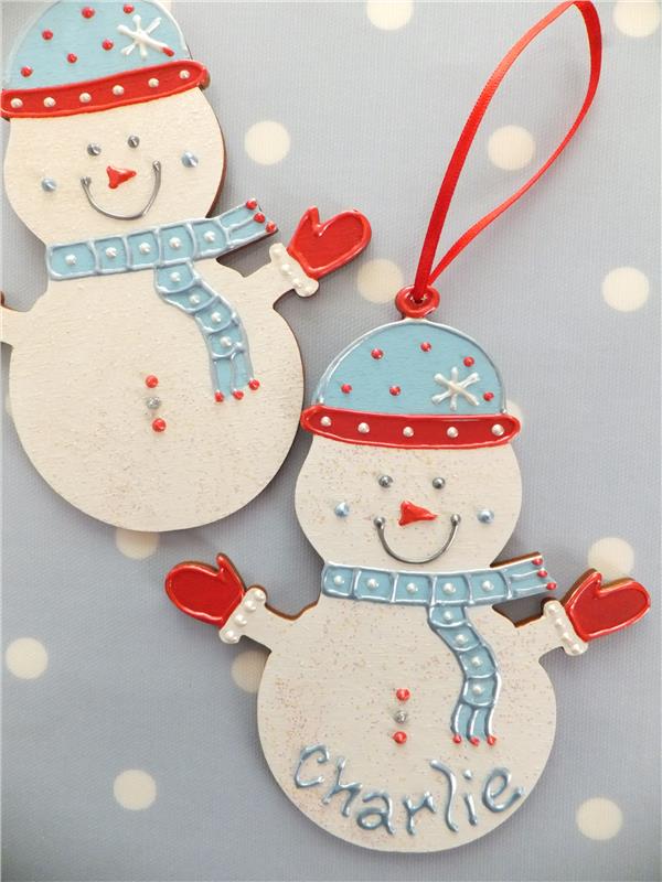 Personalized Snowman Ornaments.