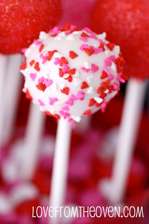 Pink Velvet Cake Pops via Love From The Oven