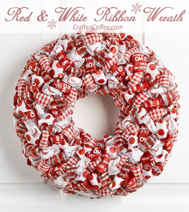 Red And White Ribbon Wreath.