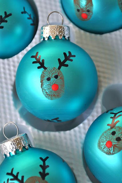 Reindeer Thumbprint Ornaments via Little Bit Funky