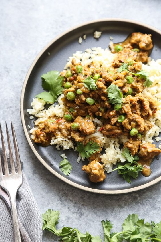 Slow Cooker Indian Chicken Kheema with Peas from Feed Me Phoebe