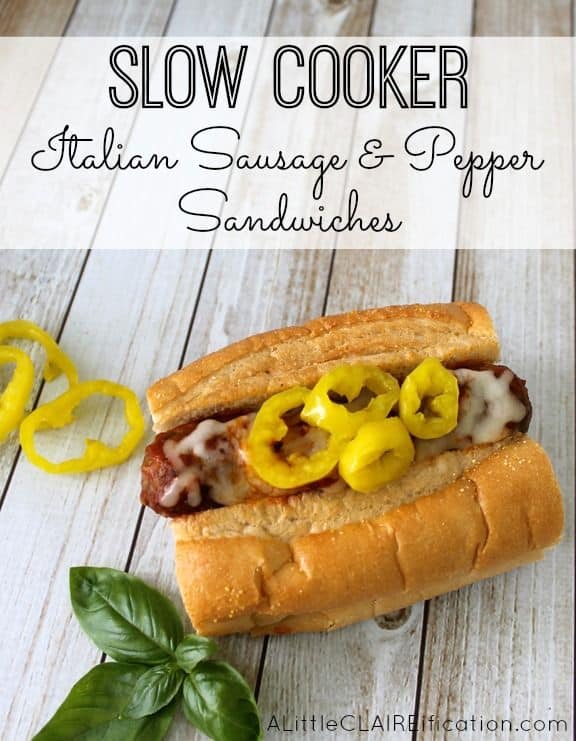 Slow Cooker Italian Sausage & Pepper Sandwiches from A Little Claireification