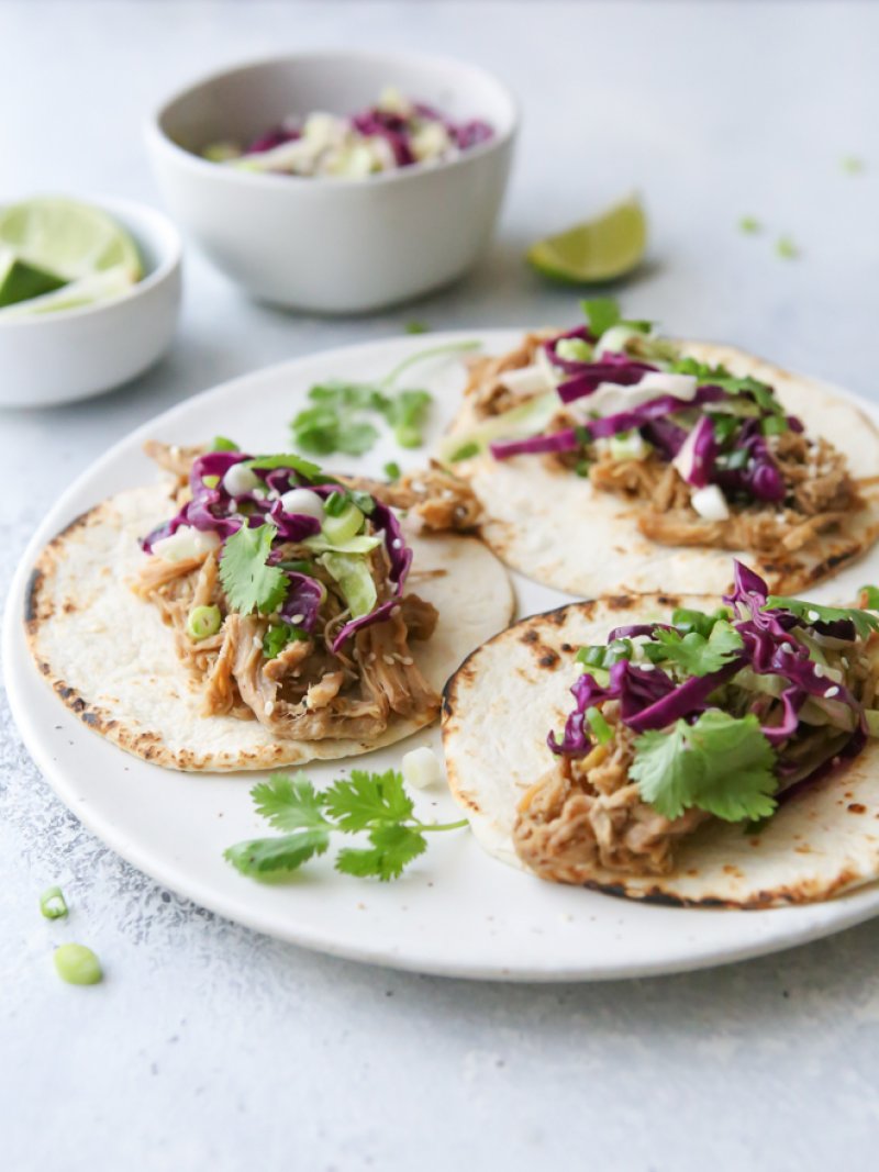 Slow Cooker Korean Pork Tacos from Completely Delicious