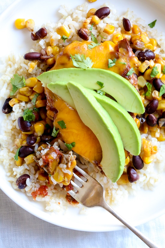 Slow Cooker Salsa Chicken with Black Beans and Corn from Skinnytaste