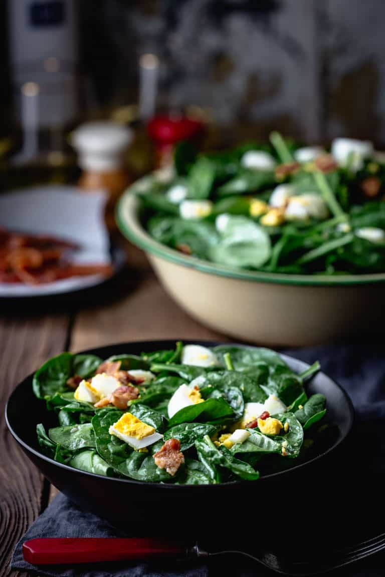Spinach Salad with Bacon & Eggs.