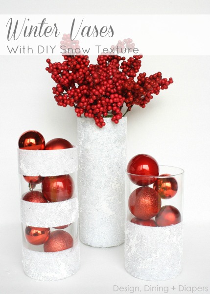 Winter Vases Using Dollar Store Finds.