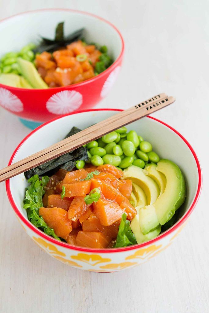 Avocado Salmon Poke Salad Bowl from Cookin Canuck