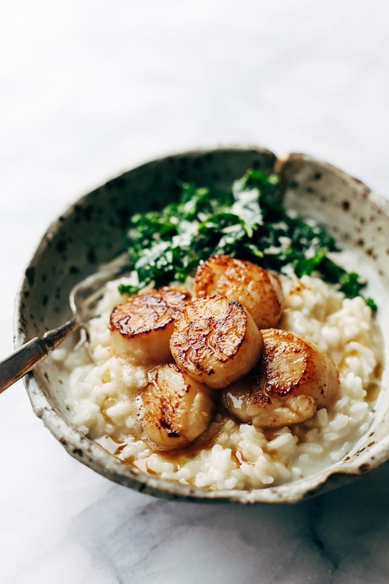 Brown Butter Scallops with Parmesan Risotto.