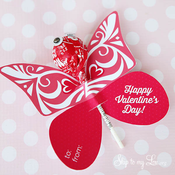 Butterfly printable Valentine by Skip To My Lou