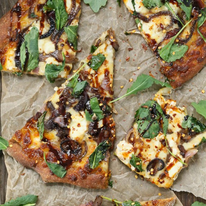 Caramelized Onion, Kale, and Goat Cheese Pizza by Eat Good 4 Life