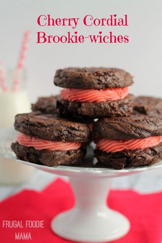 Cherry Cordial Brookie-wiches from Frugal Foodie Mama