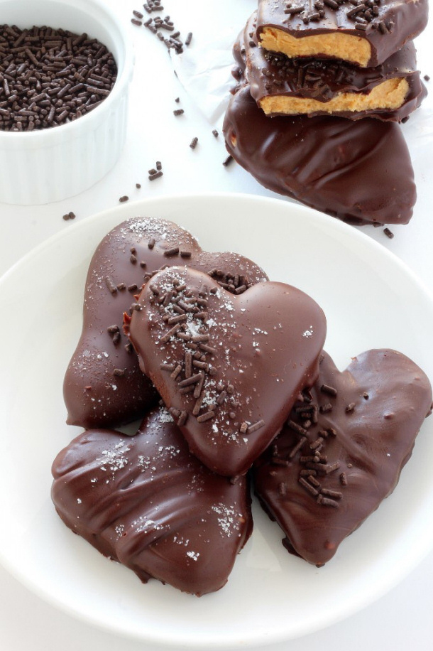 Chocolate Covered Peanut Butter Hearts by Baker by Nature