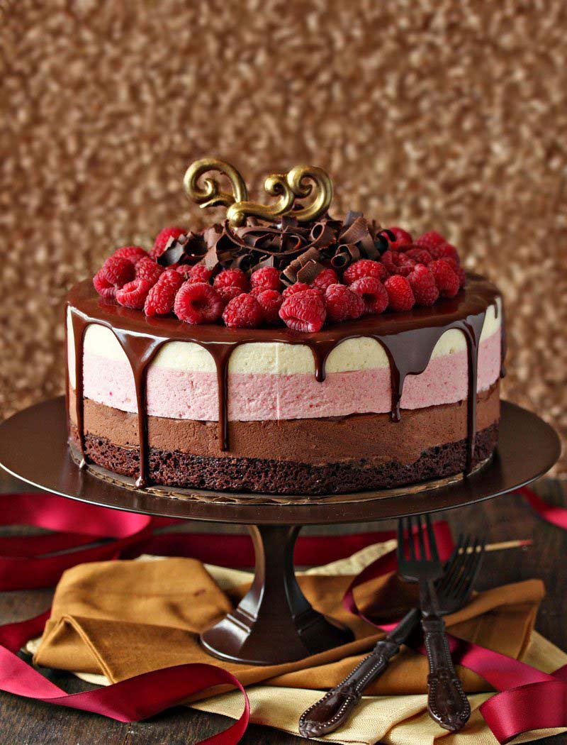 Chocolate Raspberry Mousse Cake.