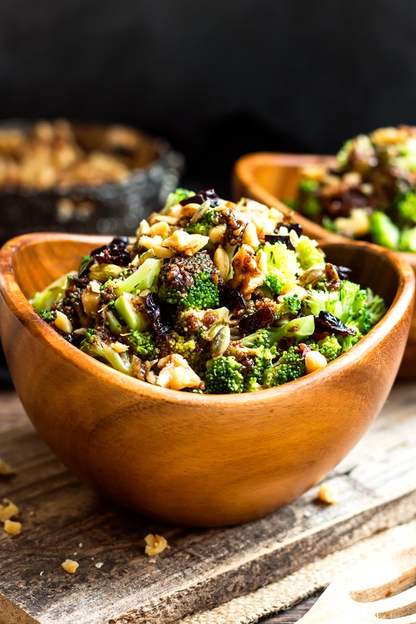 Chopped Broccoli Salad with Balsamic, Walnuts & Cranberries from Evolving Table