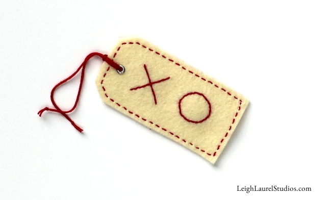 DIY embroidered Valentine gift tags.