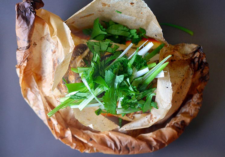 Fish en Papillote with Citrus, Ginger and Shiitake