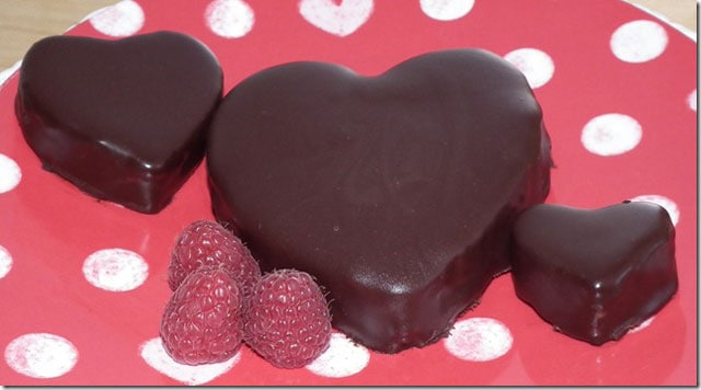 Gluten Free Chocolate Truffle Heart Cakes from Baking and Boys