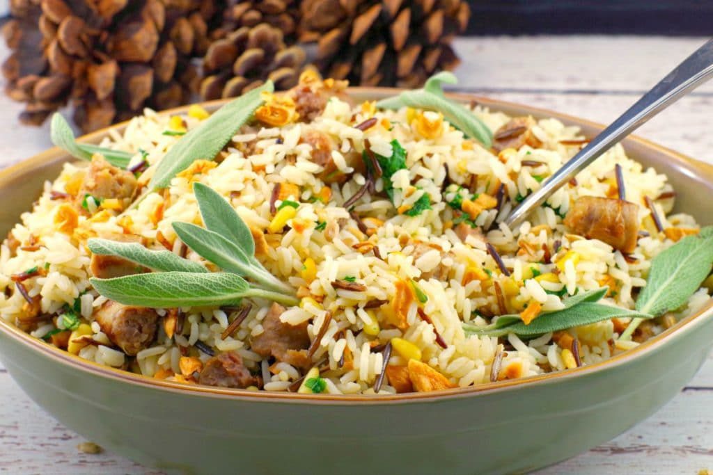 Gluten Free Sausage and Apple Rice from Food Meanderings