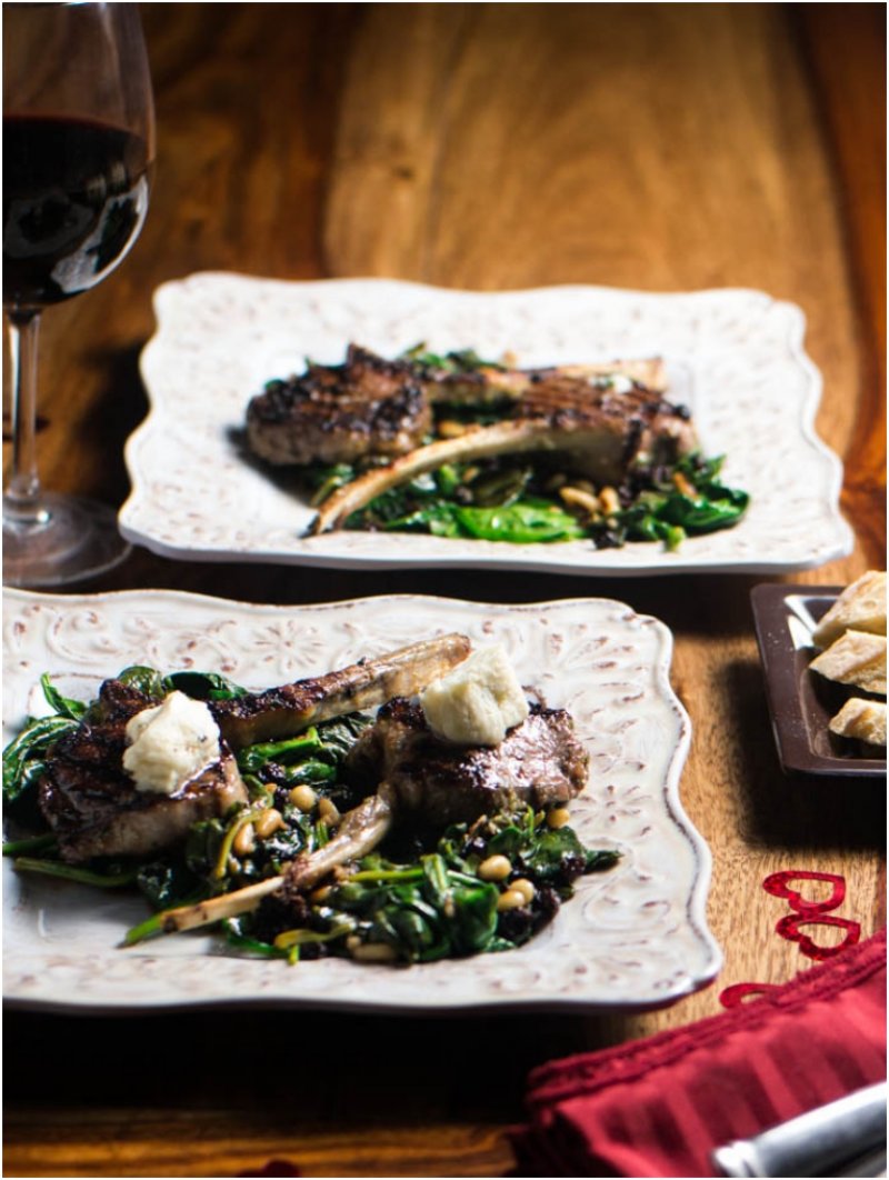Grilled Lamp Chops With Spinach Roman Style