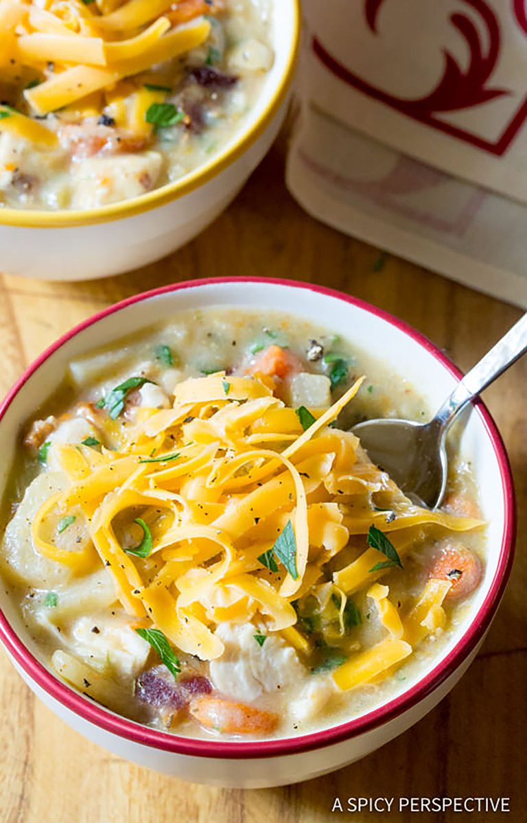 Healthy Slow Cooker Chicken Potato Soup.