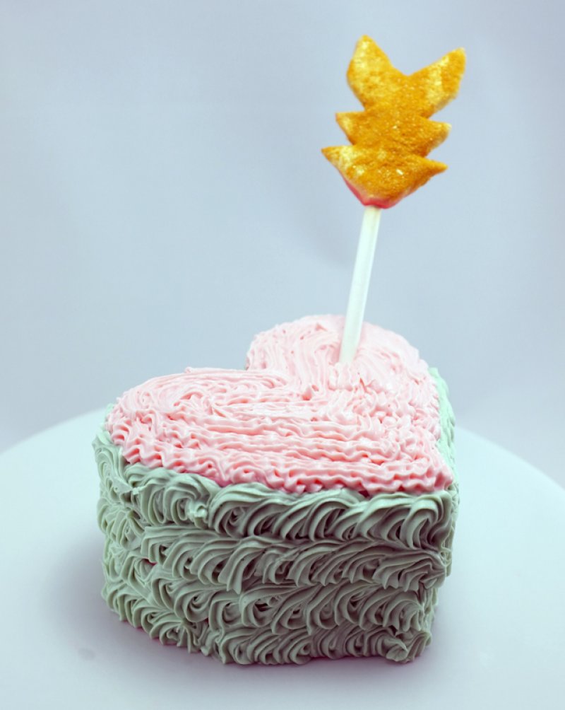 Heart-Shaped Cake with Cupids Arrow
