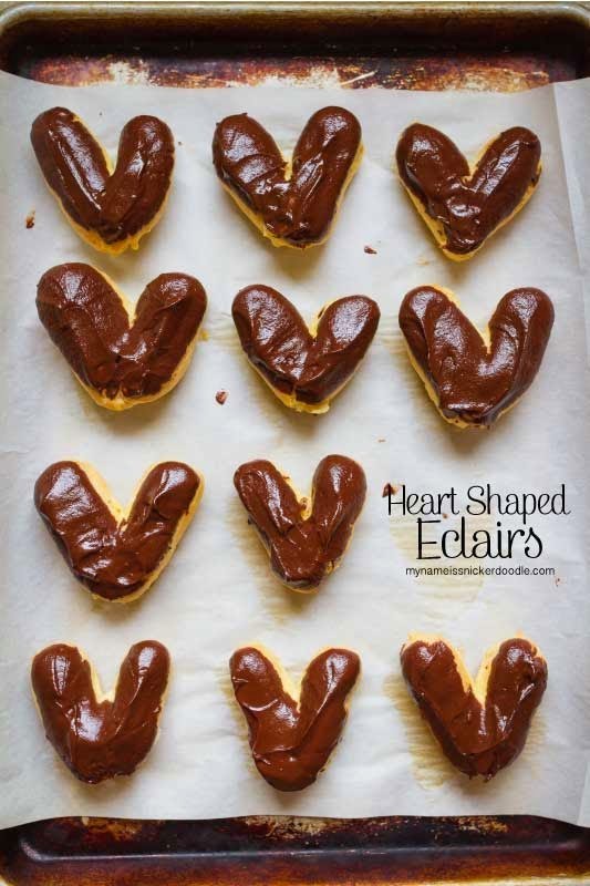 Heart Shaped Chocolate Eclairs from My Name is Snickerdoodle
