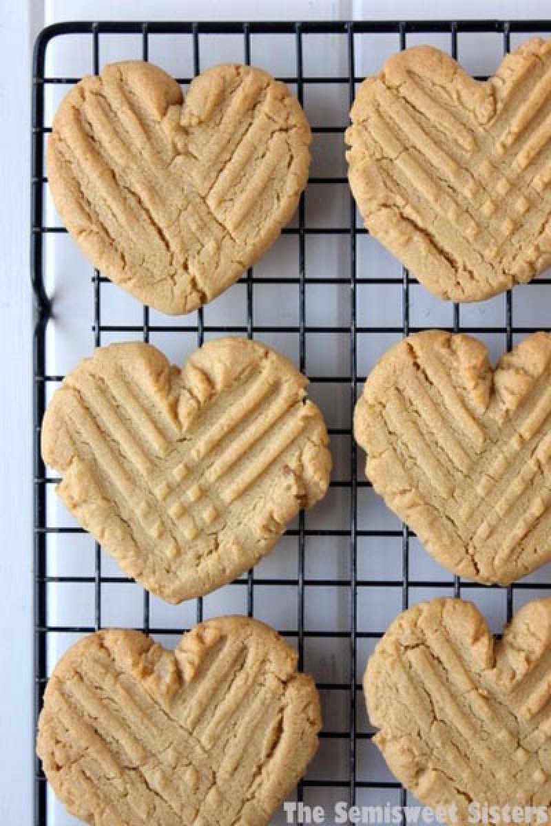 Heart Shaped Peanut Butter Cookies.