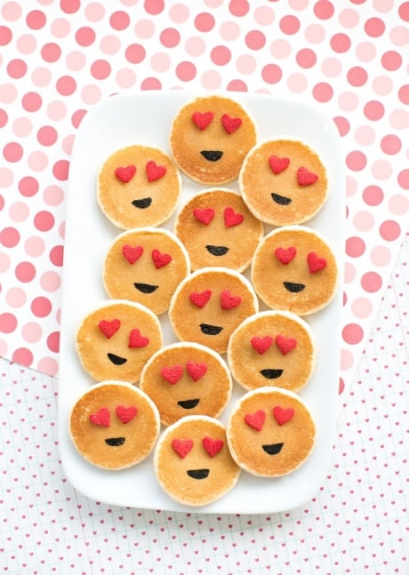 Heart eye emoji pancakes.