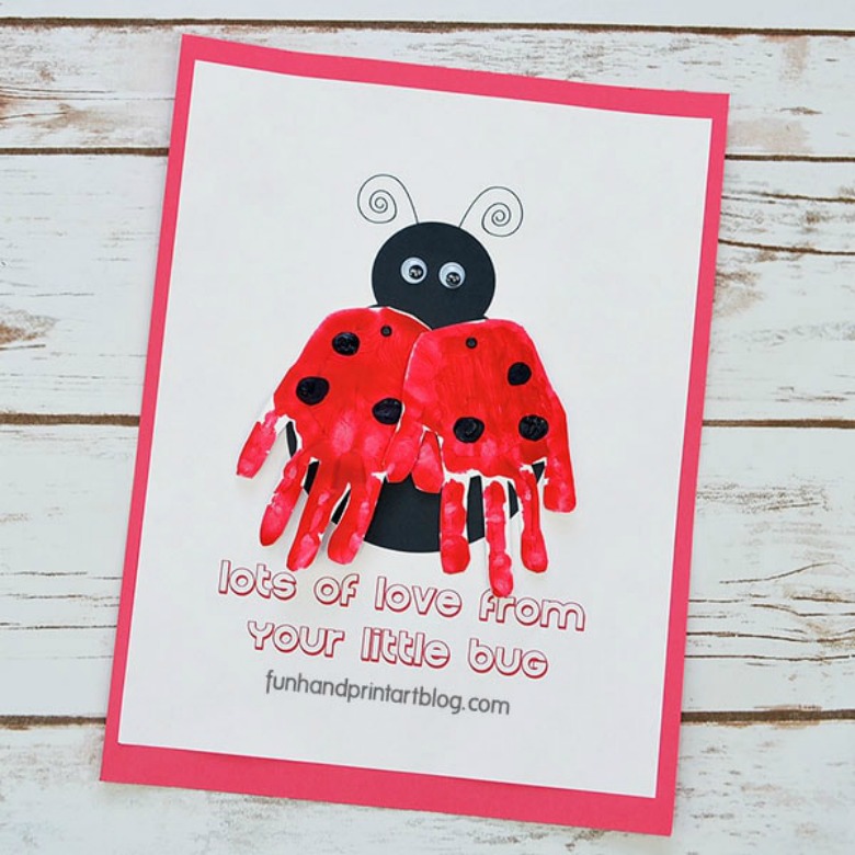 Ladybug Handprint Card by Fun Handprint Art Blog