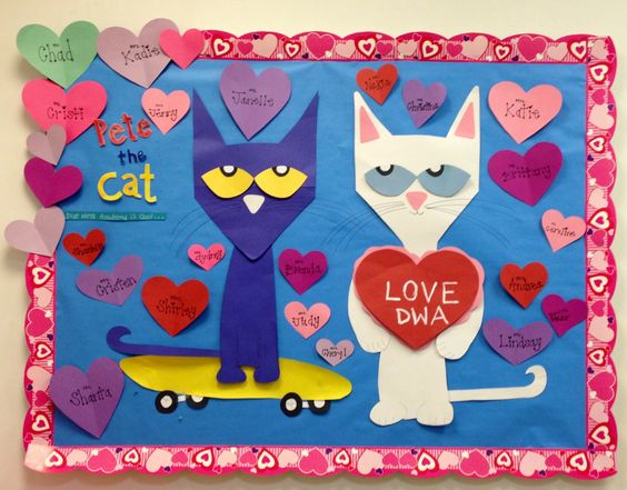 Pete the Cat valentine day board.