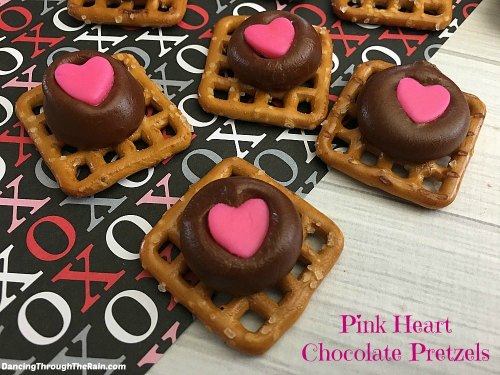 Pink Heart Chocolate Pretzels from Dancing Through The Rain