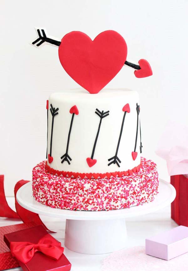 Pink and Red Velvet Valentine’s Day Cake.